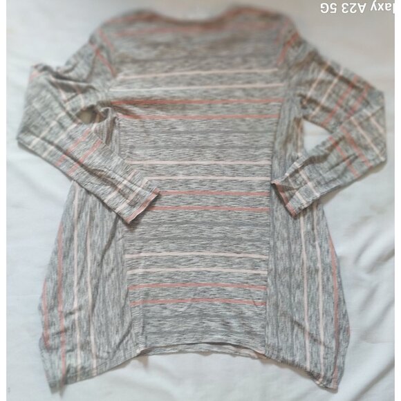 Pure Jill Gray & Pink Striped Long Sleeve Tunic Top Size M - Picture 4 of 8